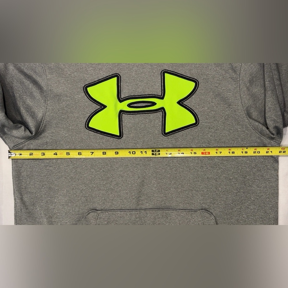 Under Armour Men's Loose Fit Hoodie Sweatshirt Size Medium Gray And Neon Green - Picture 8 of 9
